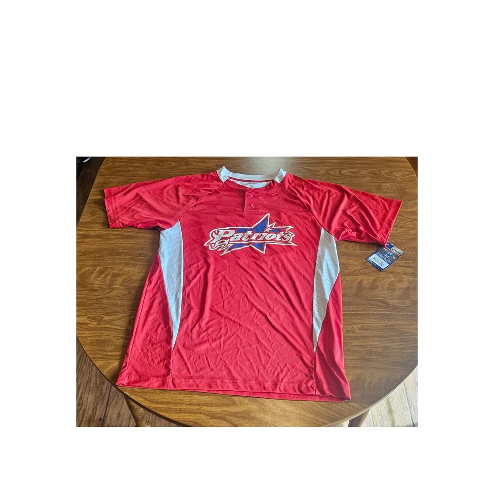 Patriots Baseball Jersey Button Up Red & White Size M Number‎ 72